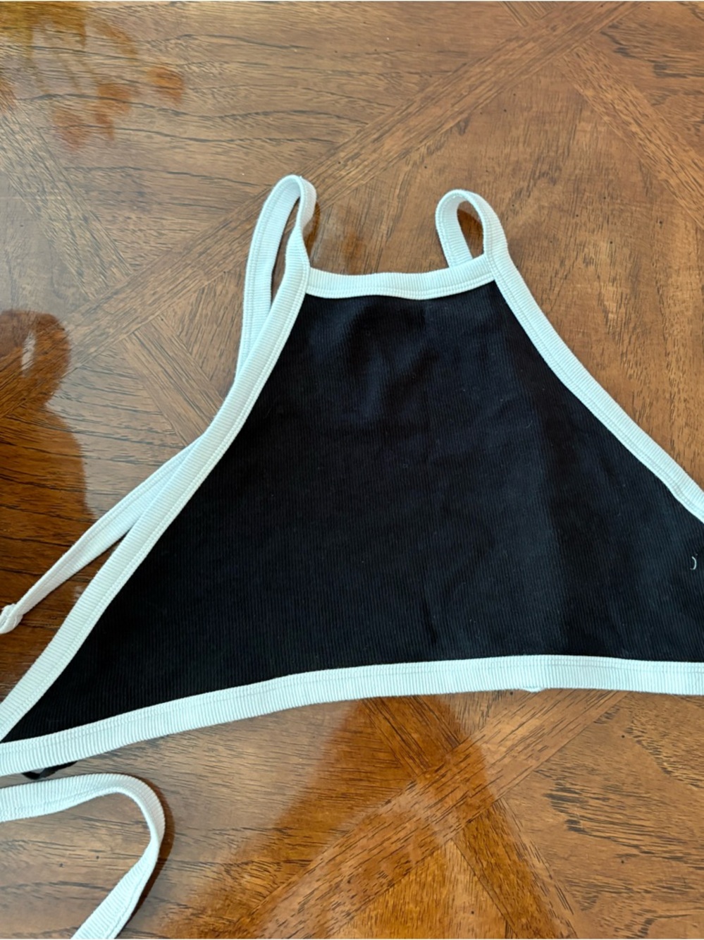 Garage Black Crop Halter with White Trim